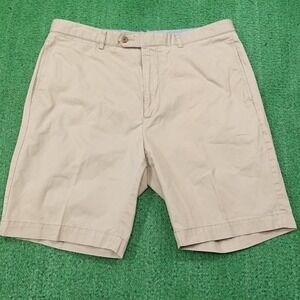 Cremieux Shorts Mens 35 Khaki Beige Chino 100% Cotton 9 Inseam Casual